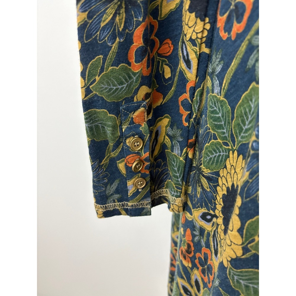 Natural Life Christa Knit Cotton Maxi Dress Size M Navy Tan Dahlias Floral Boho - Picture 8 of 10
